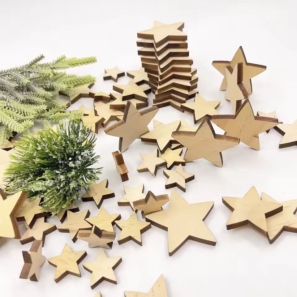 10/15/30pcs 2.5/4/5cm Natural Wooden Stars DIY Wooden Painting Blank Party DIY Graffiti Crafts, Scrapbooking Home Decor