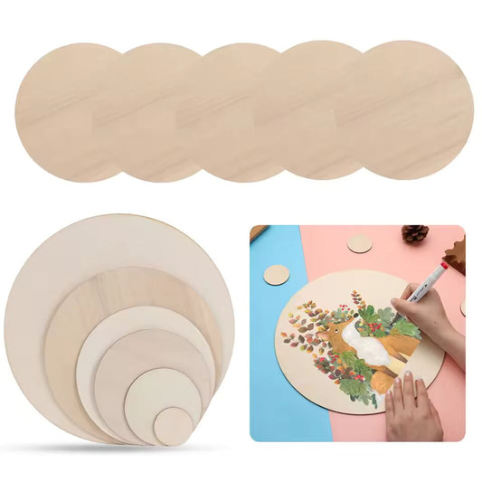 5-30cm Natural Round Unfinished Wood Slices Circles Blank Plaque Soild Color for Wood Craft Wedding Birthday Christmas Ornament