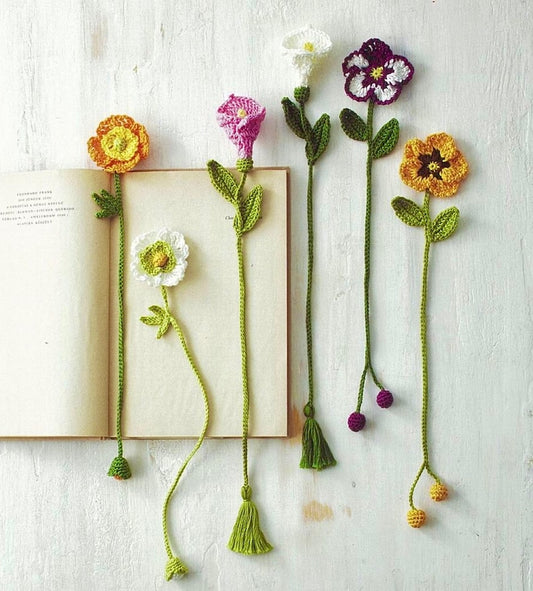 Flowers Bookmark 3 CROCHET PATTERN, book lover gift